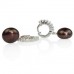 Round Diamond & Black Pearl Drop Earrings