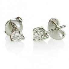 3 Claw Round Diamond Stud Earrings