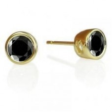 Round Black Diamond Earrings