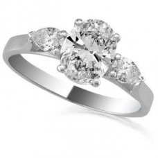 0.72ct Si/g Oval And Pear Shaped Diamond Trilogy Ring
