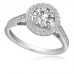 Four Prong Round Daylight Shoulder Pave Set Engagement Ring