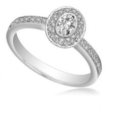 Prong Set Oval And Round Shoulder Set Engagement Ring