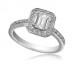 Emerald Diamond Single Halo Shoulder Set Ring