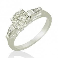 Round And Baguette Cut Diamond Trilogy Ring
