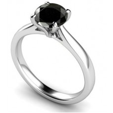 Round Black Diamond Solitaire Ring