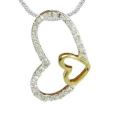 0.23ct F/si Round Diamond Heart Shaped Pendant