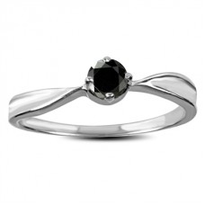 0.35ct Round Black Diamond Solitaire Ring