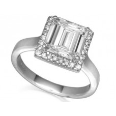 Igl Certified 1.00ct Si1 /g Emerald Cut Diamond Halo Cluster Ring