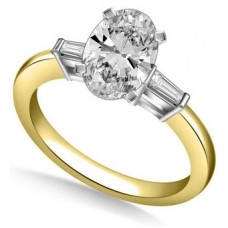 Modern Oval & Baguette Diamond Trilogy Ring