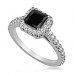 Princess Black Diamond Halo Ring