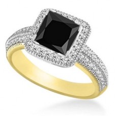 1.00ct Si/fg Princess Black Diamond Ring