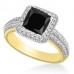 1.00ct Si/fg Princess Black Diamond Ring
