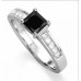 Princess Black Diamond Shoulder Set Ring