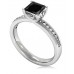 Princess Black Diamond Shoulder Set Ring