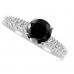 Round Black Diamond Shoulder Set Ring