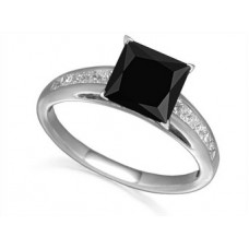 Princess Black Diamond Shoulder Set Ring