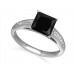 Princess Black Diamond Shoulder Set Ring