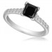 Princess Black Diamond Shoulder Set Ring