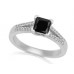 Princess Black Diamond Shoulder Set Ring