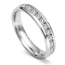 4mm Court Shape 40% Round Diamond Set Wedding Ring
