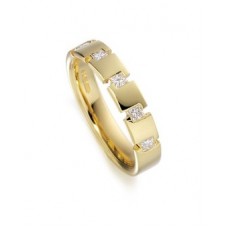 4mm Flat Court Princess Cut Diamond Wedding Ring