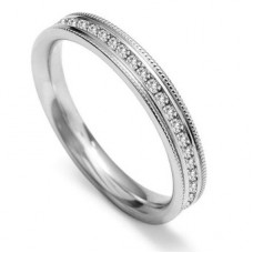 Full Set 3mm Round Diamond Vintage Wedding Ring