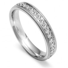 Full Set 4mm Round Diamond Vintage Wedding Ring