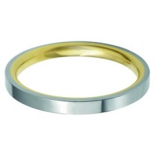 2.5mm Two-tone Flat Court Shape Wedding Ring