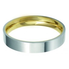4mm Two Tone Flat Court Shape Wedding Ring 4mm Two Tone Flat Court Shape Wedding Ring