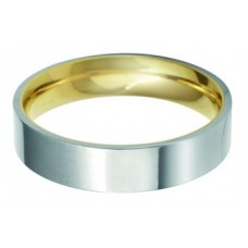 6mm Two Tone Flat Court Shape Wedding Ring