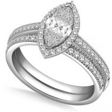 Marquise Shoulder Set Ring With Matching Band Marquise Shoulder Set Ring With Matching Band