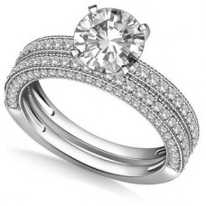 Diamond Shoulder Set Ring With Matching Band