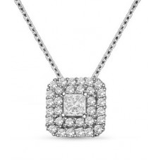 Princess Diamond Double Halo Pendant