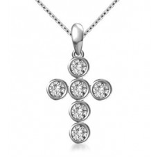 Unique Round Diamond Cross Pendant