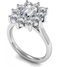 Emerald Diamond Halo Ring