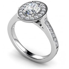 Oval Diamond Single Halo Shoulder Set Ring Oval Diamond Single Halo Shoulder Set Ring