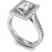 Emerald Diamond Single Halo Shoulder Set Ring