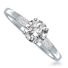 Unique Round & Baguette Diamond Trilogy Ring