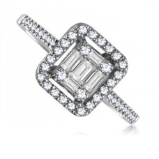 Round/baguette Cluster Shoulder Set Ring