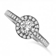 Round Diamond Single Halo Shoulder Set Ring