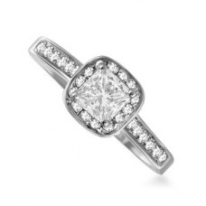 Cushion Diamond Single Halo Shoulder Set Ring