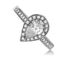 Pear Diamond Single Halo Shoulder Set Ring