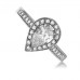Pear Diamond Single Halo Shoulder Set Ring