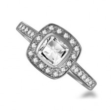 Princess Diamond Single Halo Shoulder Set Ring