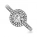 Double Halo Shoulder Set Round Diamond Ring