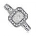 Emerald Diamond Single Halo Shoulder Set Ring