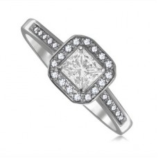 Princess Diamond Single Halo Shoulder Set Ring Princess Diamond Single Halo Shoulder Set Ring