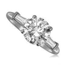 Stylish Round & Baguette Diamond Trilogy Ring