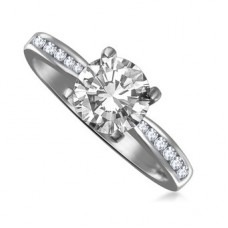 Round Shoulder Set Diamond Engagement Ring