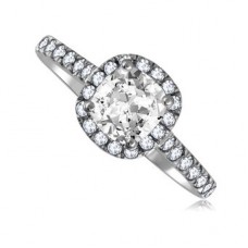 Single Halo Cushion Diamond Ring